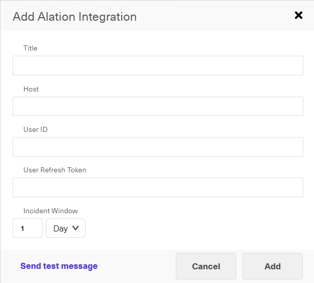 The Add Alation Integration modal