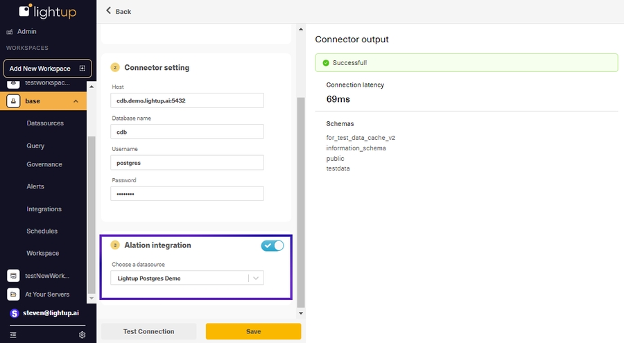 Alation section of a datasource configuration
